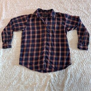 Vintage 90’s Abercrombie & Fitch Flannel Shirt Red Blue Cream Plaid Size Small